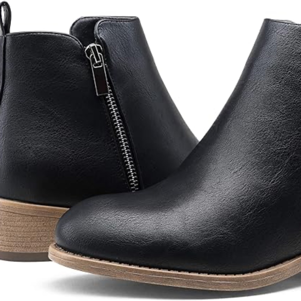 Black Ankle Boots with Zippers Size 10